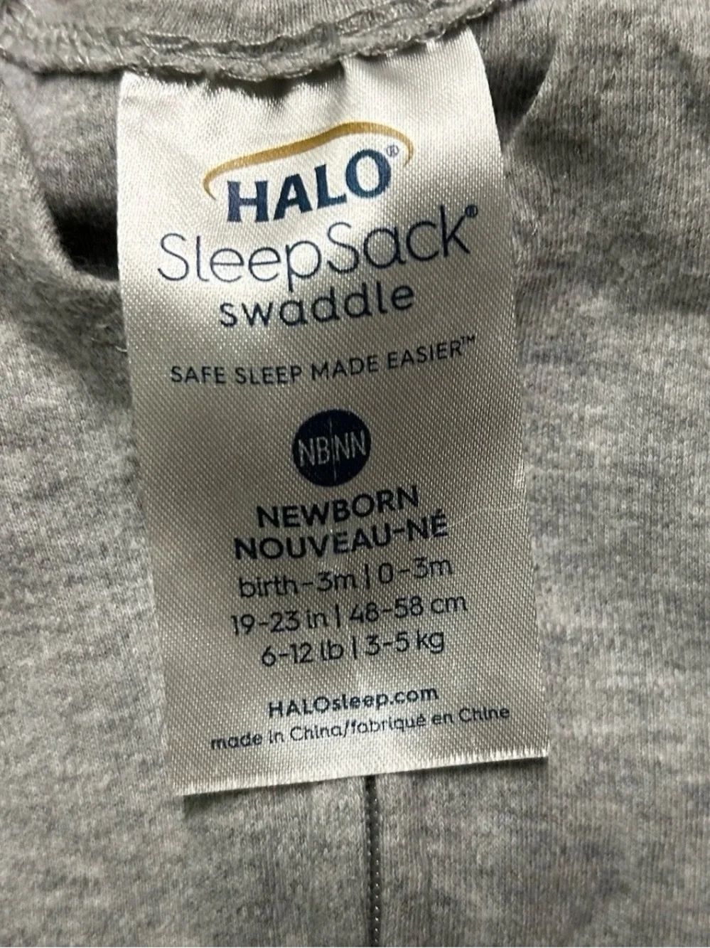 Baby Halo Grey Swaddle Sleep Sack Size 0-3 Months